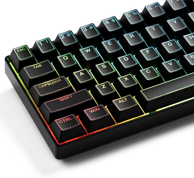 GMKWTL أغطية مفاتيح XVX السوداء اللامعة، مجموعة أغطية مفاتيح Doubleshot PBT بملف تعريف Cherry، 142 مفتاح لأغطية المفاتيح، توافق عالمي مع لوحات المفاتيح الميكانيكية 60% 65% 75% 80% 100% مع مفاتيح MX - Image 1